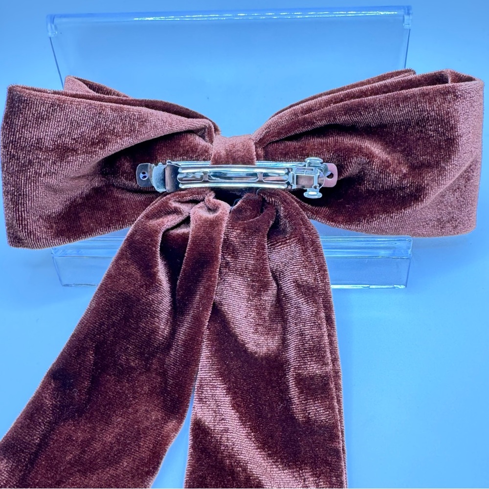Brown velvet Bow - hair barrette NWOT - Picture 4 of 6